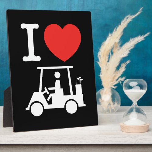 I Heart Love Golf Cart Plaque