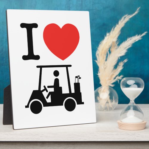 I Heart Love Golf Cart Plaque