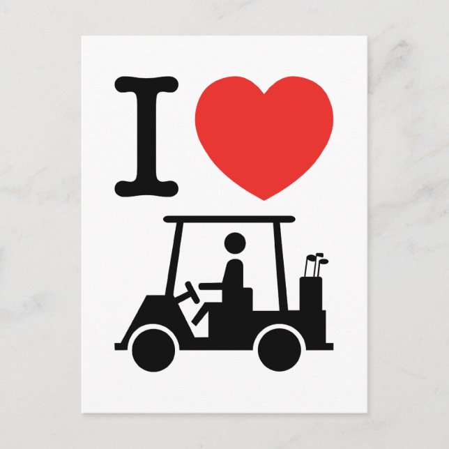 I Heart (Love) Golf Cart Postcard (Front)