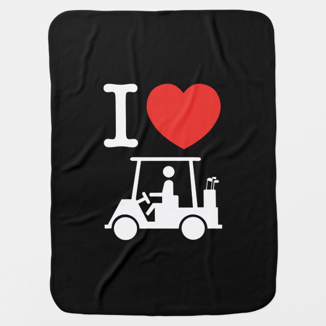 I Heart (Love) Golf Cart Receiving Blanket (Front)