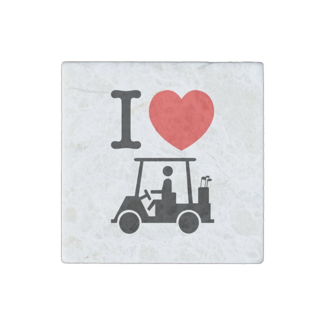 I Heart (Love) Golf Cart Stone Magnet (Front)