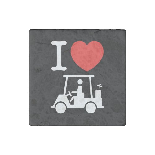 I Heart Love Golf Cart Stone Magnet
