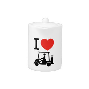 I Heart (Love) Golf Cart Teapot