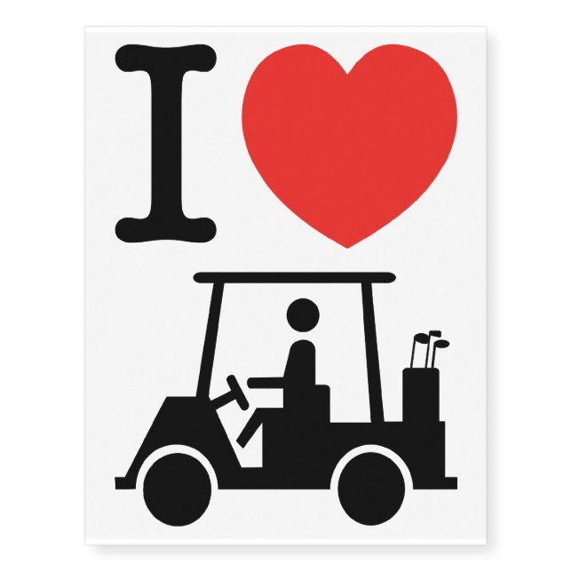 I Heart (Love) Golf Cart Temporary Tattoos (Front)