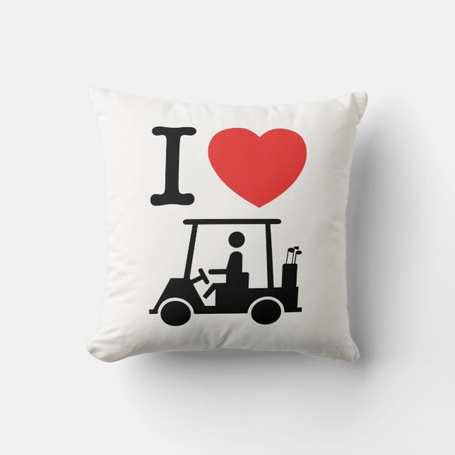 I Heart (Love) Golf Cart Throw Pillow (Front)