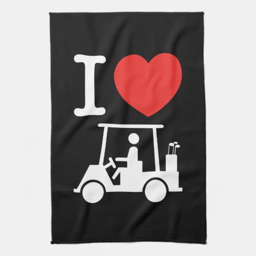 I Heart Love Golf Cart Towel