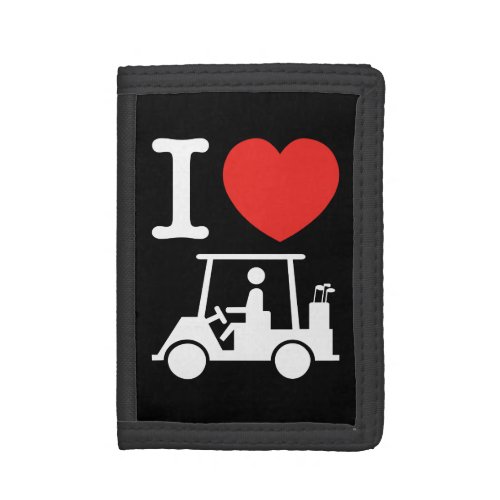 I Heart Love Golf Cart Trifold Wallet