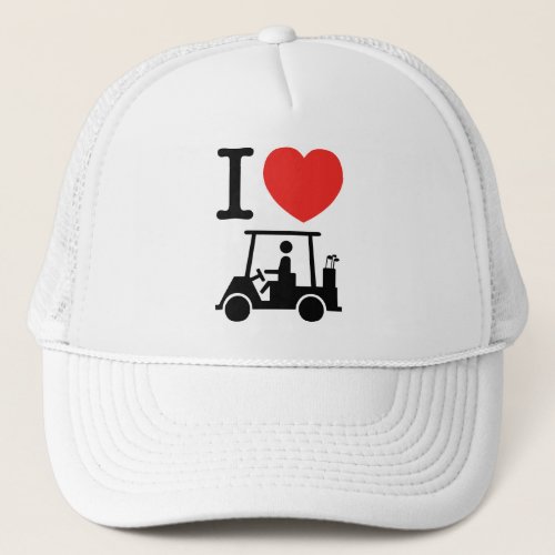 I Heart Love Golf Cart Trucker Hat