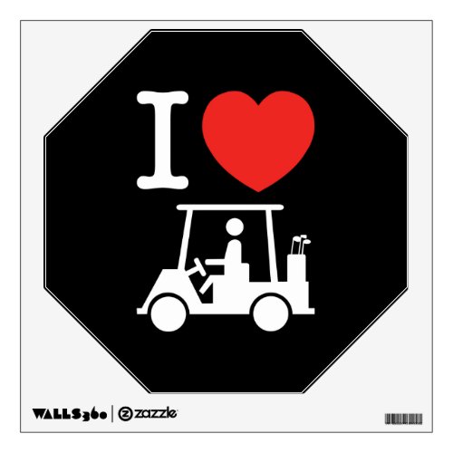 I Heart Love Golf Cart Wall Decal