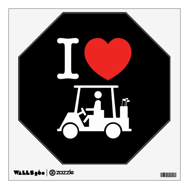 I Heart (Love) Golf Cart Wall Decal (Front)