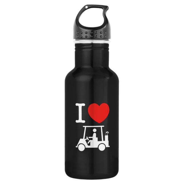 I Heart (Love) Golf Cart Water Bottle (Front)