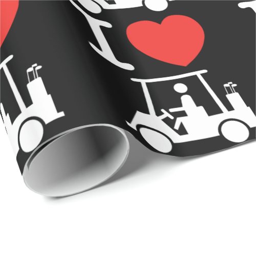 I Heart Love Golf Cart Wrapping Paper