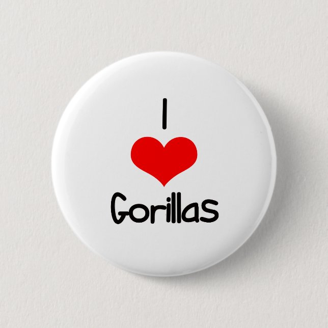 I Heart (Love) Gorillas Pinback Button (Front)