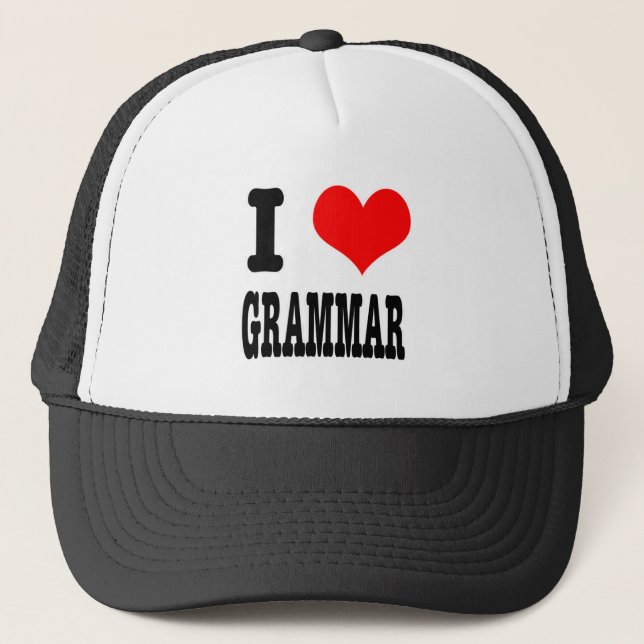I HEART (LOVE) GRAMMAR TRUCKER HAT (Front)