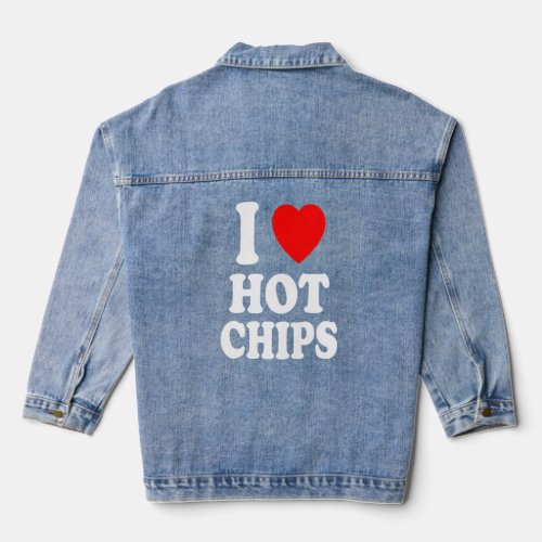 I Heart Love Hot Chips Favorite Snack Potato Corn  Denim Jacket