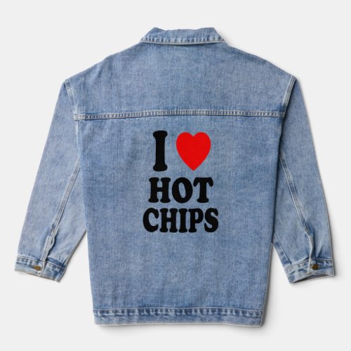 I Heart Love Hot Chips Favorite Snack Potato Corn  Denim Jacket