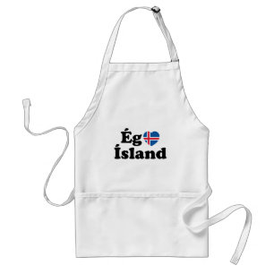 I Heart (Love) Iceland [Ég Elska Ísland] Icelandic Adult Apron
