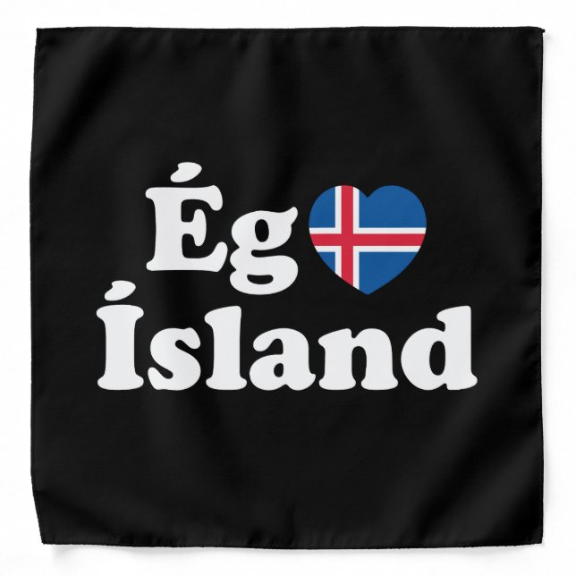 I Heart (Love) Iceland [Ég Elska Ísland] Icelandic Bandana (Front)