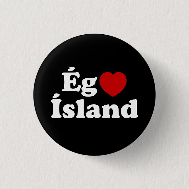 I Heart (Love) Iceland [Ég Elska Ísland] Icelandic Button (Front)