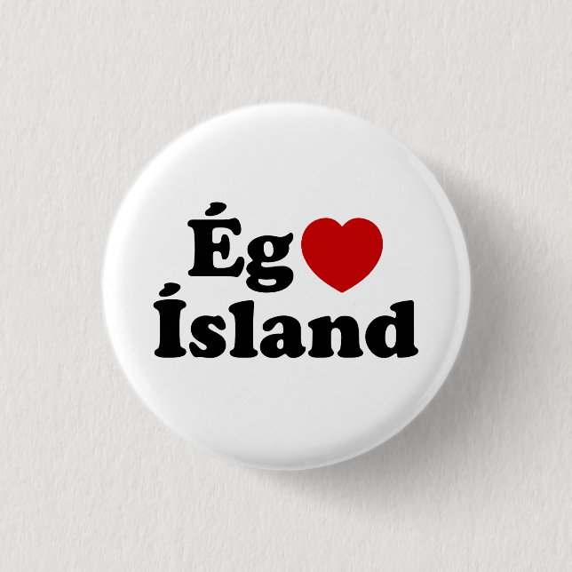 I Heart (Love) Iceland [Ég Elska Ísland] Icelandic Button (Front)