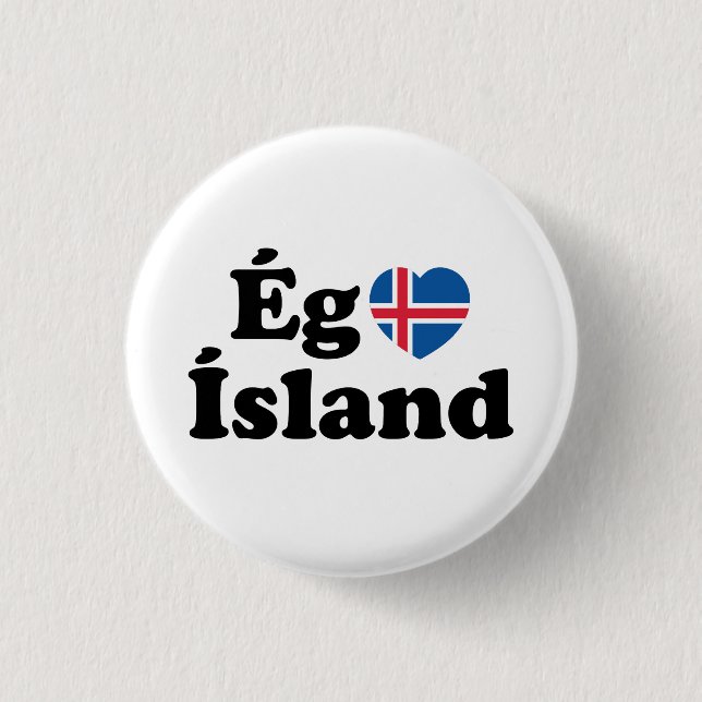I Heart (Love) Iceland [Ég Elska Ísland] Icelandic Button (Front)