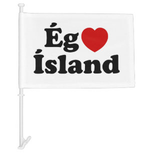 I Heart (Love) Iceland [Ég Elska Ísland] Icelandic Car Flag
