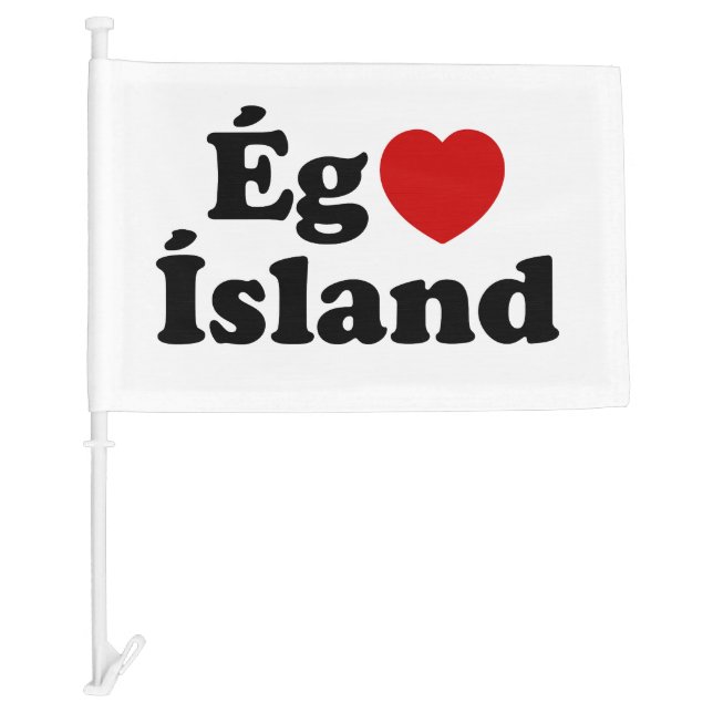 I Heart (Love) Iceland [Ég Elska Ísland] Icelandic Car Flag (Front)