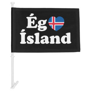 I Heart (Love) Iceland [Ég Elska Ísland] Icelandic Car Flag
