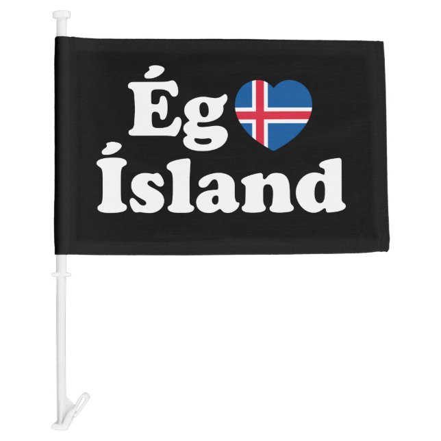 I Heart (Love) Iceland [Ég Elska Ísland] Icelandic Car Flag (Front)