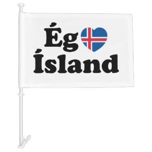 I Heart (Love) Iceland [Ég Elska Ísland] Icelandic Car Flag