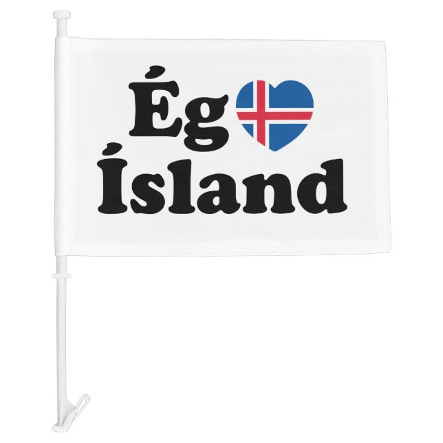 I Heart (Love) Iceland [Ég Elska Ísland] Icelandic Car Flag (Front)