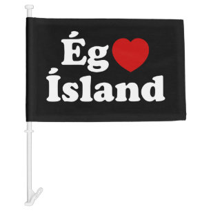 I Heart (Love) Iceland [Ég Elska Ísland] Icelandic Car Flag
