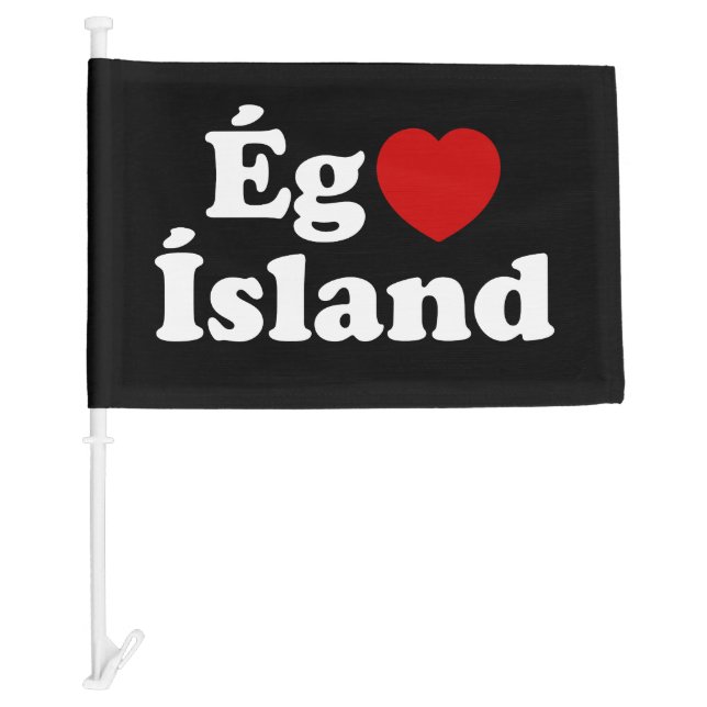 I Heart (Love) Iceland [Ég Elska Ísland] Icelandic Car Flag (Front)