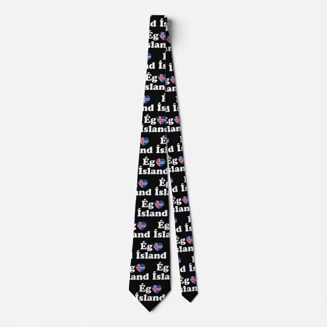 I Heart (Love) Iceland [Ég Elska Ísland] Icelandic Neck Tie (Front)