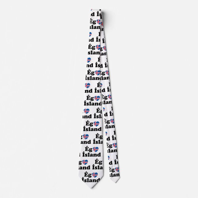 I Heart (Love) Iceland [Ég Elska Ísland] Icelandic Neck Tie (Front)