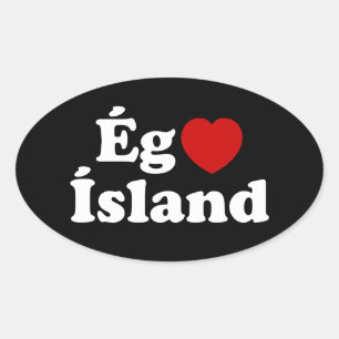 I Heart (Love) Iceland [Ég Elska Ísland] Icelandic Oval Sticker