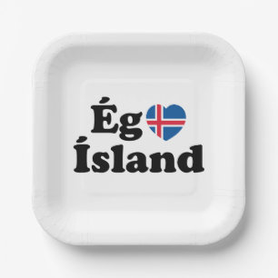 I Heart (Love) Iceland [Ég Elska Ísland] Icelandic Paper Plates