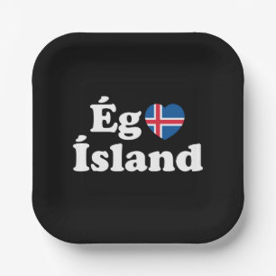 I Heart (Love) Iceland [Ég Elska Ísland] Icelandic Paper Plates