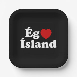 I Heart (Love) Iceland [Ég Elska Ísland] Icelandic Paper Plates