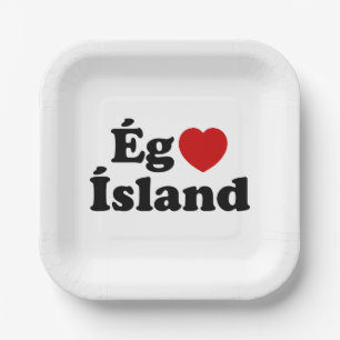 I Heart (Love) Iceland [Ég Elska Ísland] Icelandic Paper Plates