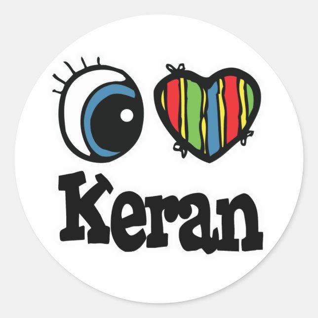 I Heart (Love) Keran Classic Round Sticker (Front)