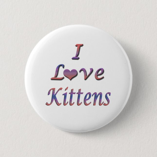 I Heart (Love) Kittens Pinback Button (Front)