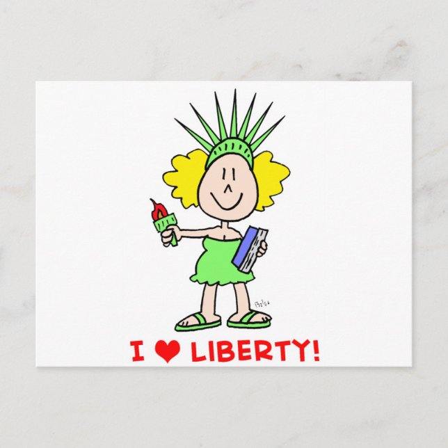 I heart love liberty libbie statue postcard (Front)