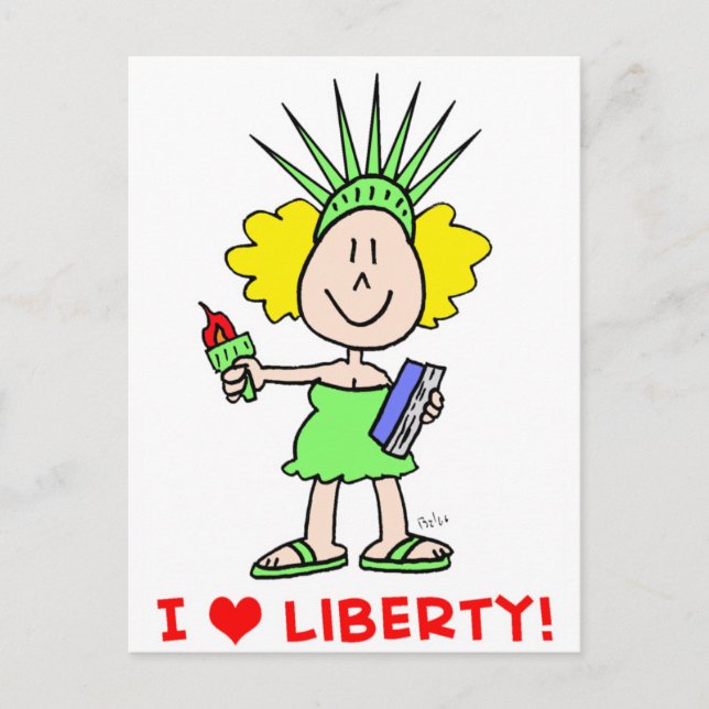 I heart love liberty libbie statue postcard (Front)