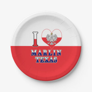 I Heart Love Marlin Texas Paper Plates