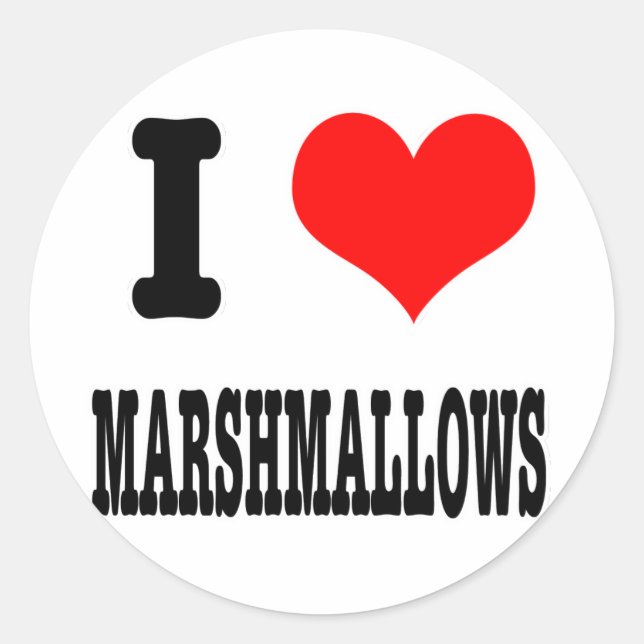 I HEART (LOVE) marshmallows Classic Round Sticker (Front)