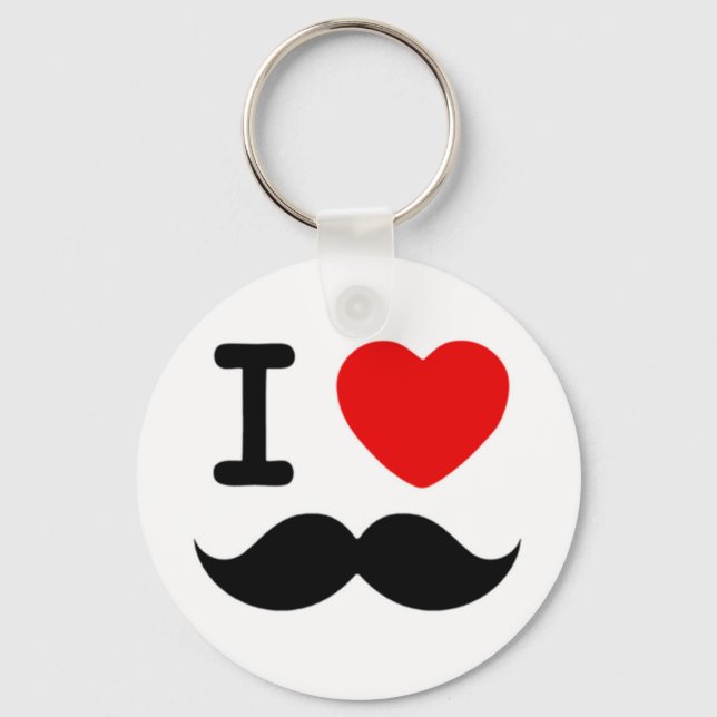 I heart / Love Moustaches / Mustaches Keychain (Front)