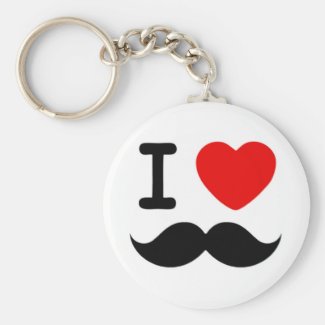 I heart / Love Moustaches / Mustaches Keychains