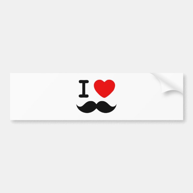 I heart / Love Mustaches / Mustaches Bumper Sticker (Front)