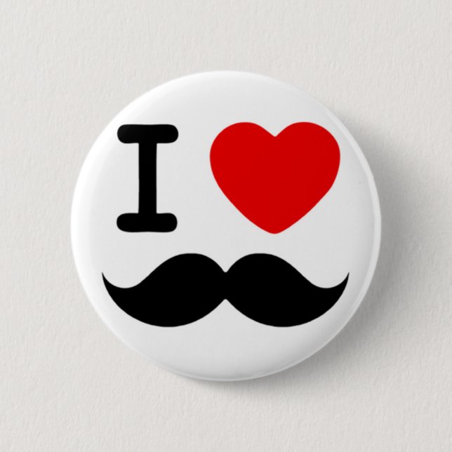 I heart / Love Mustaches / Mustaches Button (Front)